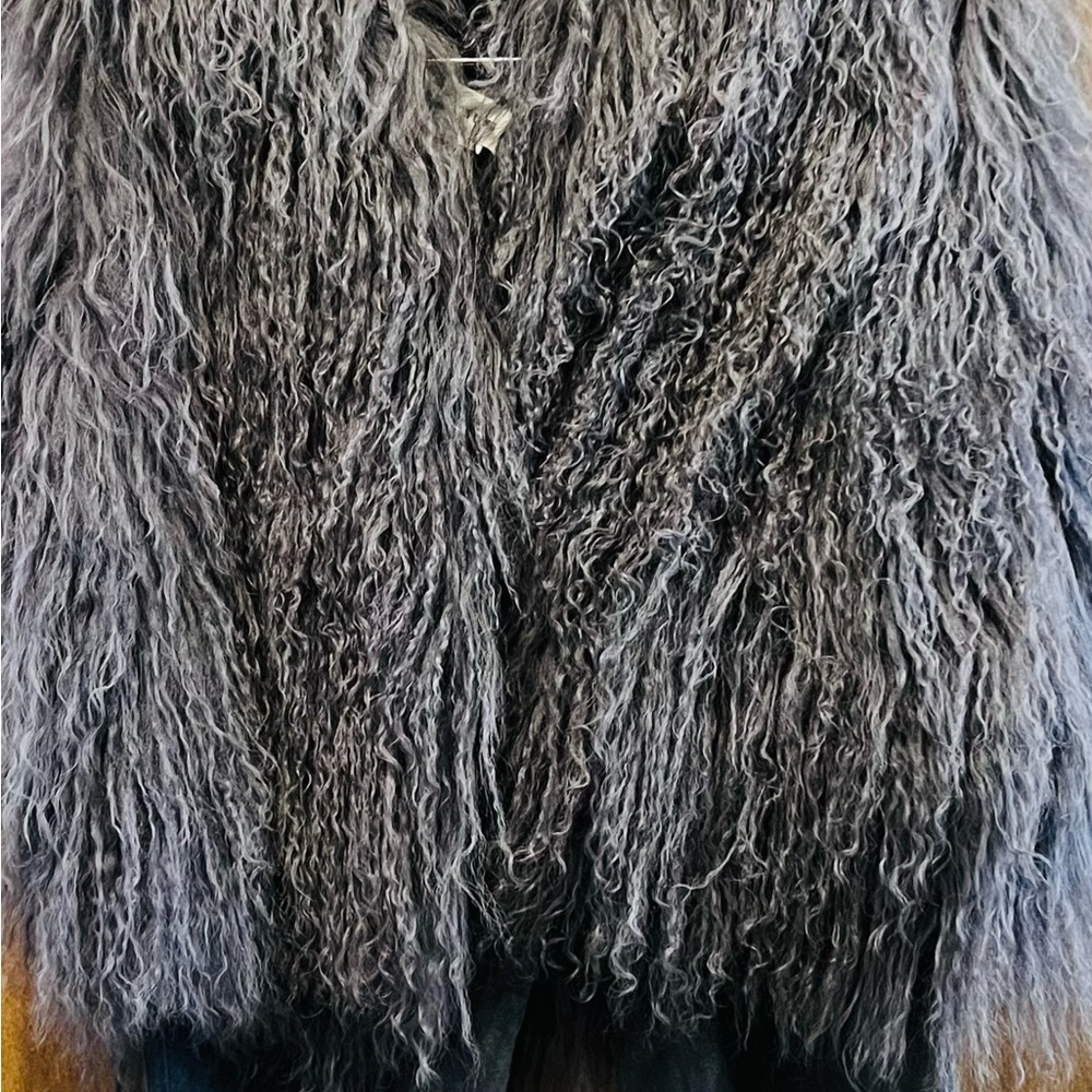 Dark Grey Shearling Vest Custom Made In Italy